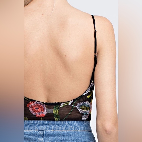 Honey Punch Semi-Sheer Embroidered Floral Bodysuit - Picture 5 of 14